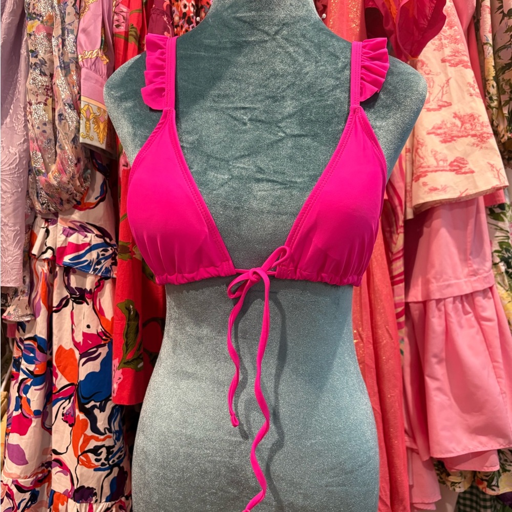 Vibrant Pink Ruffle Bikini Top